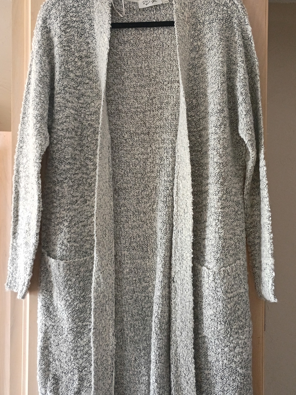RD Style Open-Front Long Cardigan in Light Gray